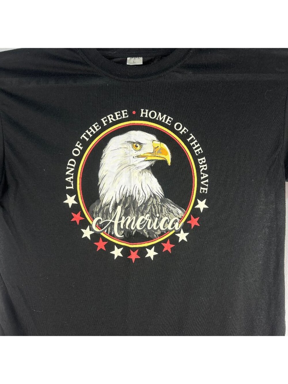 American Eagle Bald Graphic Black T-Shirt Mens Size L Short Sleeve Polyester Top